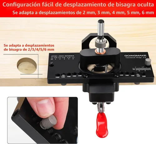 Vista 4 de GOINGMAKE plantilla de bisagra oculta de metal con abrazadera rápida y adaptador de aspiradora de polvo Oculta plantilla de bisagra de puerta