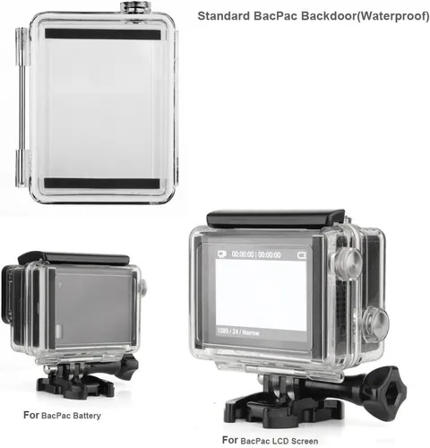 Vista 2 de SOONSUN Reemplazo de puertas traseras BacPac para GoPro Hero 4/3+ carcasa estándar