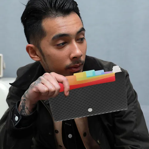 Vista 4 de Carpeta A6 de recibos, mini monedero, organizador de escritorio, organizador de archivos pequeños, carpeta de archivos para el hogar, organizador