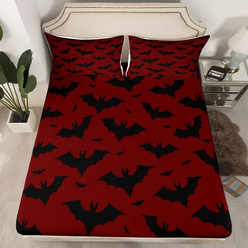 Vista 20 de Juego de sábanas bajeras con bonito diseño de gato negro para niños y niñas, diseño de dibujos animados de Halloween, gato, animales, sábanas