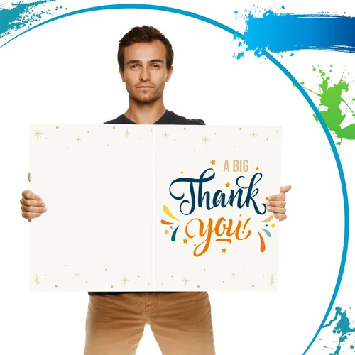 Vista 7 de Tarjetas de agradecimiento grandes, divertidas tarjetas de tamaño jumbo de 22.05 x 33.71 pulgadas, tarjeta de felicitación gigante de agradecimiento