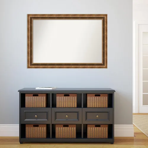 Vista 597 de Amanti Art Espejo de pared personalizado no biselado (25 x 25 pulgadas), marco de bronce acentuado, varios tamaños personalizados, espejo de baño
