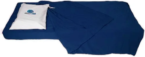 Vista 2 de Colchoneta de dormir de lujo extrasuave con manta fina incorporada, 3 tamaños (individual - 35 x 80 pulgadas, azul marino)
