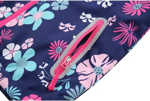 Vista 5 de M2C Chaqueta ligera y resistente al viento con forro polar floral para niñas con capucha