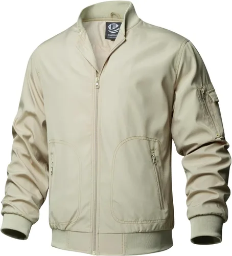 Vista 10 de TLZC Chaqueta bomber de moda para hombre, chaqueta cortavientos ligera para golf, abrigo resistente al viento