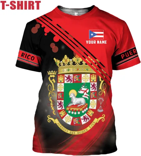 Vista 3 de Camisa personalizada con nombre de Puerto Rico, camisas personalizadas para hombres y mujeres, camiseta con la bandera de Puerto Rico 3