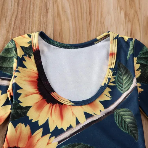 Vista 3 de Camiseta de manga larga con volantes y pantalones acampanados de girasol
