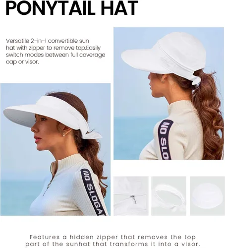 Vista 2 de Simplicity - Sombrero con protección solar UV UPF 50 para mujer, convertible en visera para playa