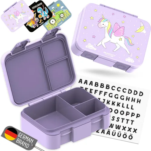 Vista 44 de BEARFOOT Lonchera infantil con compartimentos – Compacta y ligera A prueba de fugas, sin BPA, apta para lavavajillas Diseño dibujado a mano