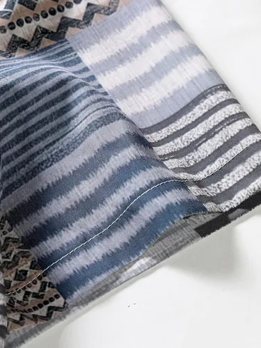 Vista 5 de GORGLITTER Camisa de manga corta con estampado gráfico geográfico y botones para hombre