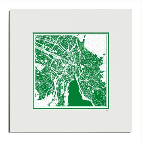 Vista 88 de O3 Design Studio Mapa de corte de papel de París, color negro mate, 20 x 20 pulgadas, arte en papel