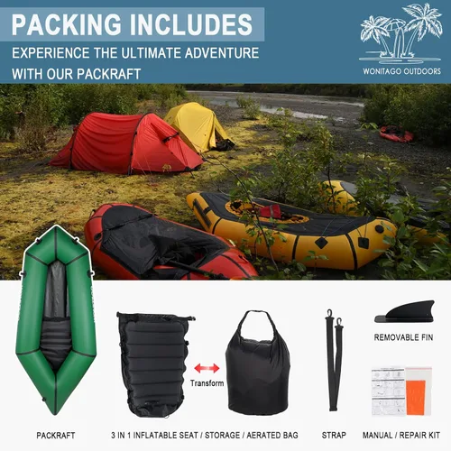 Vista 6 de TPU Packraft Inflatable Backpack Raft, Lightweight and Portable Verde