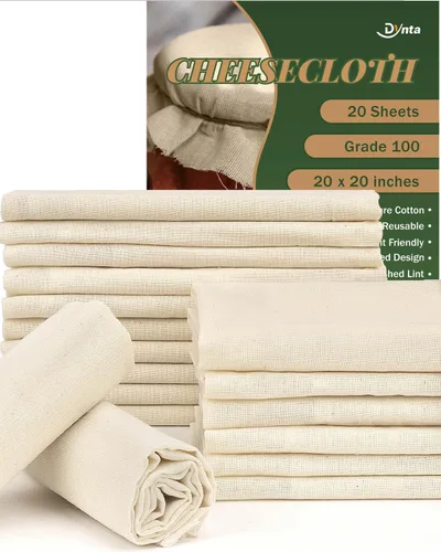 Vista 9 de Estopilla para colar grado 100, 5 piezas reutilizables con dobladillo de 20 x 20 pulgadas, 100% algodón sin blanquear para colar, filtrar, enlatar