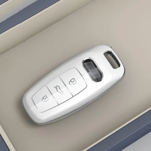 Vista 4 de ontto Funda para llave compatible con Audi 2018-2022 A6 A7 A8 E-Tron Q8 SQ8 Smart Remote Key Fob Cover Light y Glossy Scratchatched Black