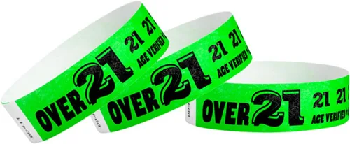 Vista 12 de 500 pulseras Tyvek de WristCo Paquete Variado Mayores de 21 - ¾" x 10" - Pulseras de papel impermeables, reciclables, cómodas, resistentes a