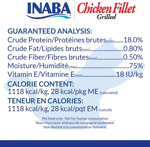 Vista 5 de INABA Natural, Filetes de Pollo a la Parrilla Cortados a Mano de Primera Calidad, Premios/Complemento/Suplemento para Gatos con Vitamina E