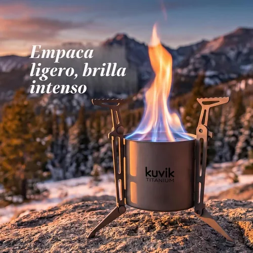 Vista 7 de Kuvik - Estufa de alcohol con sifón de titanio con soporte, ultraligera