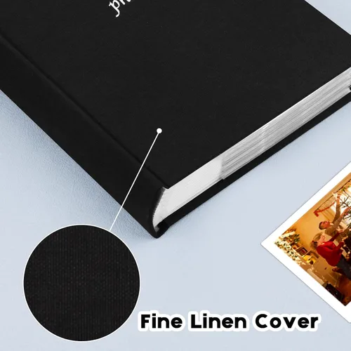 Vista 5 de Ruibytree - Álbum de fotos de lino con 120 bolsillos para Instax Wide 300/400, color negro Writing Space, Fits 3x4 in Instant Photos, Paper Pages
