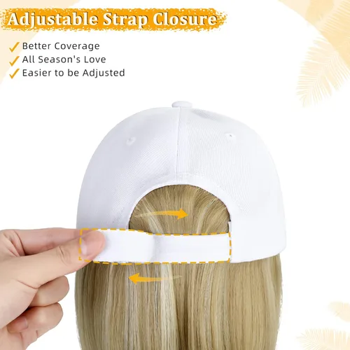 Vista 4 de Gorra de béisbol con extensiones de cabello, peluca ajustable, gorra corta y recta de 14 pulgadas, peluca sintética para mujer, rubio ceniza mezcla