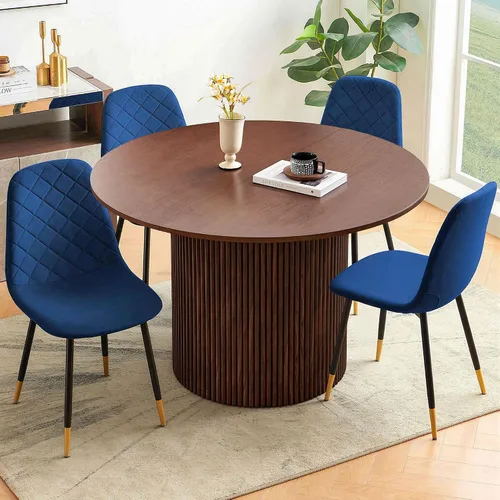 Vista 19 de Juego de 2 sillas de comedor de terciopelo azul marino, sillas tapizadas de cocina y comedor con patas de metal, sillas decorativas modernas