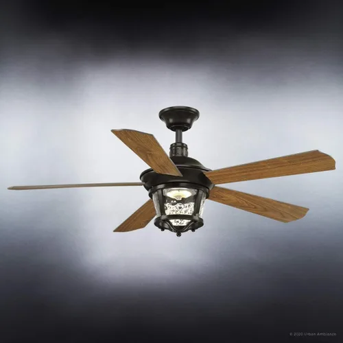 Vista 4 de Urban Ambiance Ventilador de techo moderno de lujo para interiores y exteriores, tamaño mediano: 19.5 pulgadas de alto x 52 pulgadas de ancho