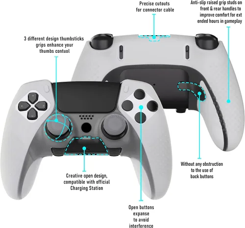 Vista 48 de PlayVital 3D Studded Edition Anti-Slip Silicone Cover Case for ps5 Edge Controller, Soft Rubber Protector Skin for ps5 Edge Wireless Controller with