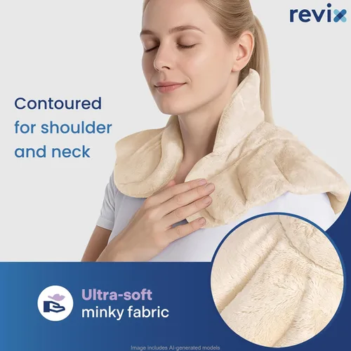 Vista 3 de REVIX Almohadilla térmica para microondas para cuello, hombros y espalda, envoltura térmica para microondas con calor húmedo para tensión muscular