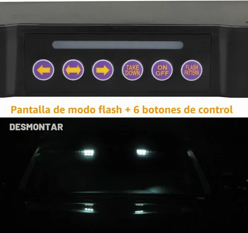 Vista 3 de ASPL Barra de luces para visera de 2 a 15 LED, 29 patrones de destello, interior superior de parabrisas, montaje dividido, luz estroboscópica