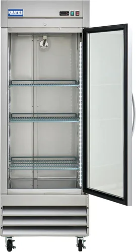 Vista 3 de Kratos Refrigerador comercial 1 puerta de alcance en, puerta de vidrio, exterior de acero inoxidable, 29" W (67K-007)