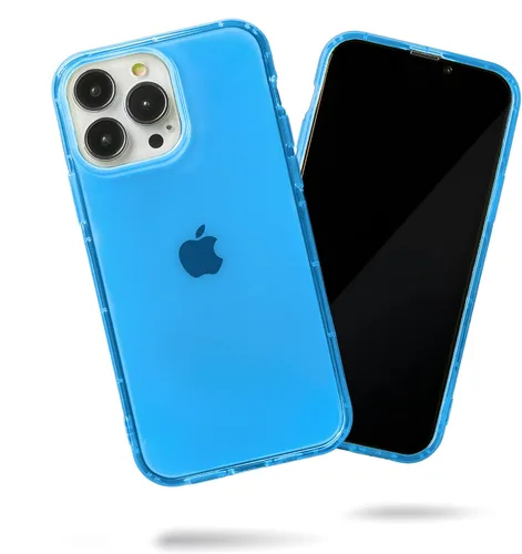 Vista 28 de SteepLab Neon Highlighter - Funda para iPhone 13, funda Grippy Jelly con bolsillos protectores de aire (azul celeste)