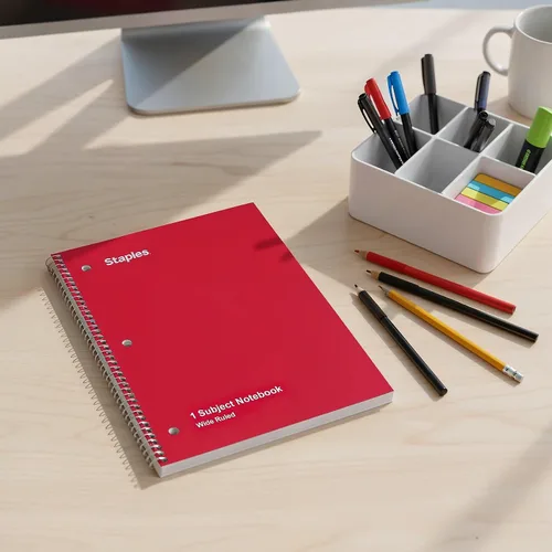 Vista 5 de Staples 1 Subject cuaderno con renglones anchos, 8 pulgadas x 10-1/2 pulgadas, rojo