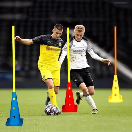 Vista 8 de Bastones de entrenamiento de agilidad de fútbol, paquete de 5 unidades, color amarillo, bastones de slalom de velocidad para equipos deportivos