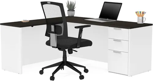 Vista 5 de Bestar Pro-Concept Plus - Escritorio en forma de L de 72 W con pedestal en gris oscuro y negro