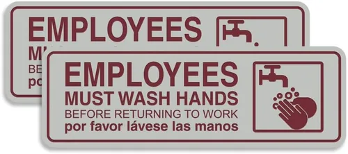 Vista 57 de Standard Employees Must Wash Hands - Letrero para puerta/pared, color negro, pequeño