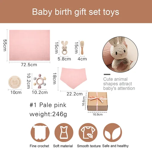 Vista 4 de EERKEOD Set de regalo para bebé recién nacido, juego de baño esencial para bebé recién nacido con manta de bebé, sonajero para bebé, regalo