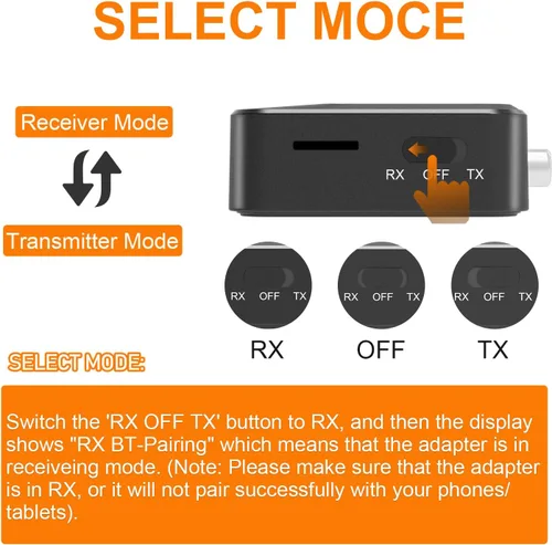 Vista 7 de Transmisor y receptor Bluetooth para TV, adaptador de audio para sistema estéreo doméstico con RCA, AUX de 3.5mm y pantalla, transmisor Bluetooth