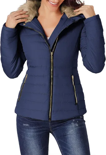 Vista 4 de Dokotoo - Chaqueta de invierno acolchada con cremallera para mujer (S-XXL, sin capucha)