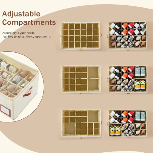 Vista 4 de INSTY Organizador de zapatos para armario con capacidad para 24 pares, contenedor plegable grande de almacenamiento de zapatos caja compartimento