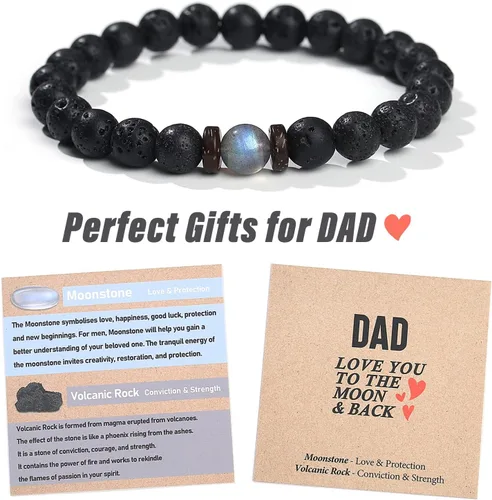 Vista 2 de Regalos de Navidad para niños, hombres, amor, fuerza, pulsera de piedras preciosas naturales para hijo, nieto, papá, novio, marido, hermano