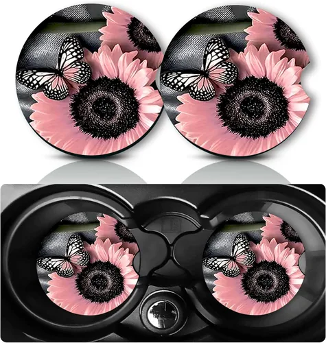 Vista 27 de Posavasos para Portavasos de Automóvil, 2 Piezas Universales Antideslizantes Geniales Calibre 12 con Forma de Bala de Latón y Goma para Automóvil