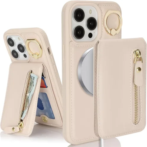 Vista 34 de para iPhone 14 Funda con soporte magnético Magsafe compatible, llavero de cuero PU plegable con soporte desmontable, funda tipo cartera 2-en-1