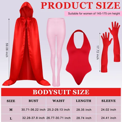 Vista 2 de Heentan Capa de bruja roja de Halloween, accesorios de disfraz para mujer, disfraz de capa de Halloween, fiesta de cosplay