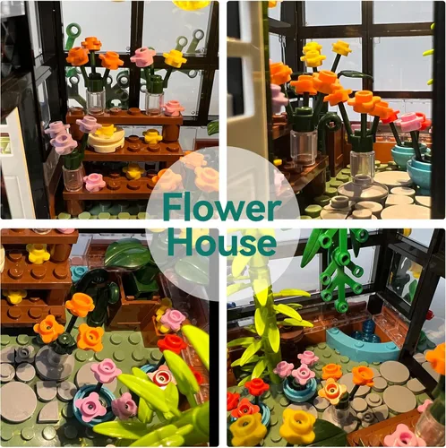 Vista 3 de QLT QIAOLETONG Juego de construcción de casa de flores, compatible con Lego Flowers House crea elegancia y ambiente cálido, con hermosa caja
