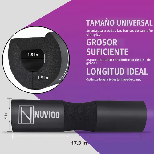 Vista 4 de Almohadilla para sentadillas para estocadas y sentadillas, almohadilla de empuje de cadera para barras estándar y olímpicas, proporciona Negro