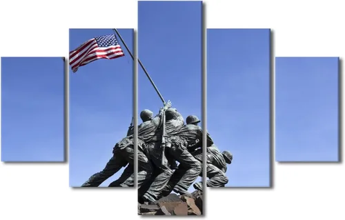 Vista 32 de Arte de pared para sala de estar, imágenes de la bandera estadounidense, impresión en lienzo, arte de pared militar de Estados Unidos de la Segunda