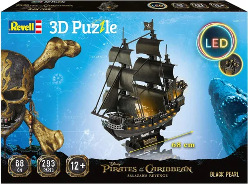Vista 2 de Revell Rompecabezas 3D 00155 Black Pearl – Edición LED 293 piezas, altamente detallado, impresionantes efectos de luz, 26.8 in de longitud