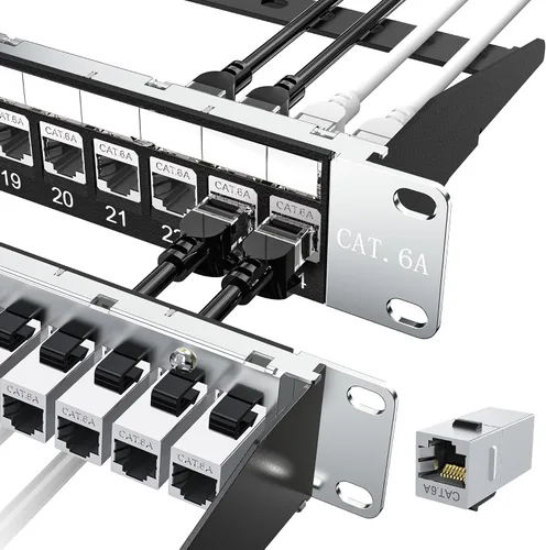 Vista 10 de Jadaol [Listado UL] Panel de Parches de 24 Puertos para Montaje en Rack o Montaje en Pared de 19 Pulgadas, Panel de Red Cat 6 de 1U Precargado