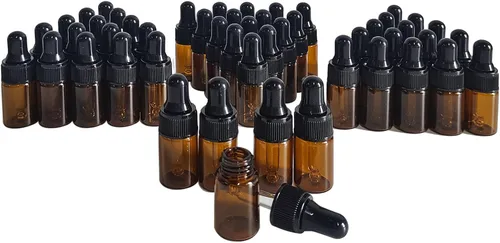 Vista 4 de Mini botella de vidrio ámbar con gotero, aceite esencial de 0.1 fl oz, cosméticos, perfume de viaje