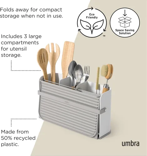Vista 4 de Umbra Sling - Escurridor compacto para secar platos, cubiertos y más, se pliega para un almacenamiento compacto