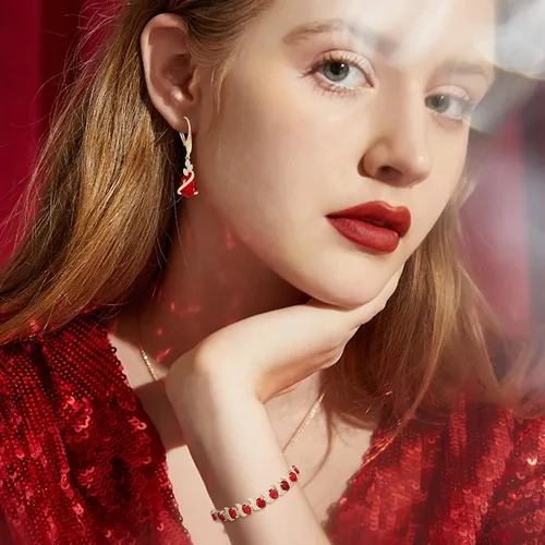 Vista 2 de BriLove Juego de joyas para novia, gota de agua con gas de circonita cúbica, collar con colgante de cristal, aretes de palanca y pulsera de tenis
